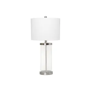 Lalia Home LHT-5009-BN Entrapped Glass Table Lamp with White Fabric Shade Nickel