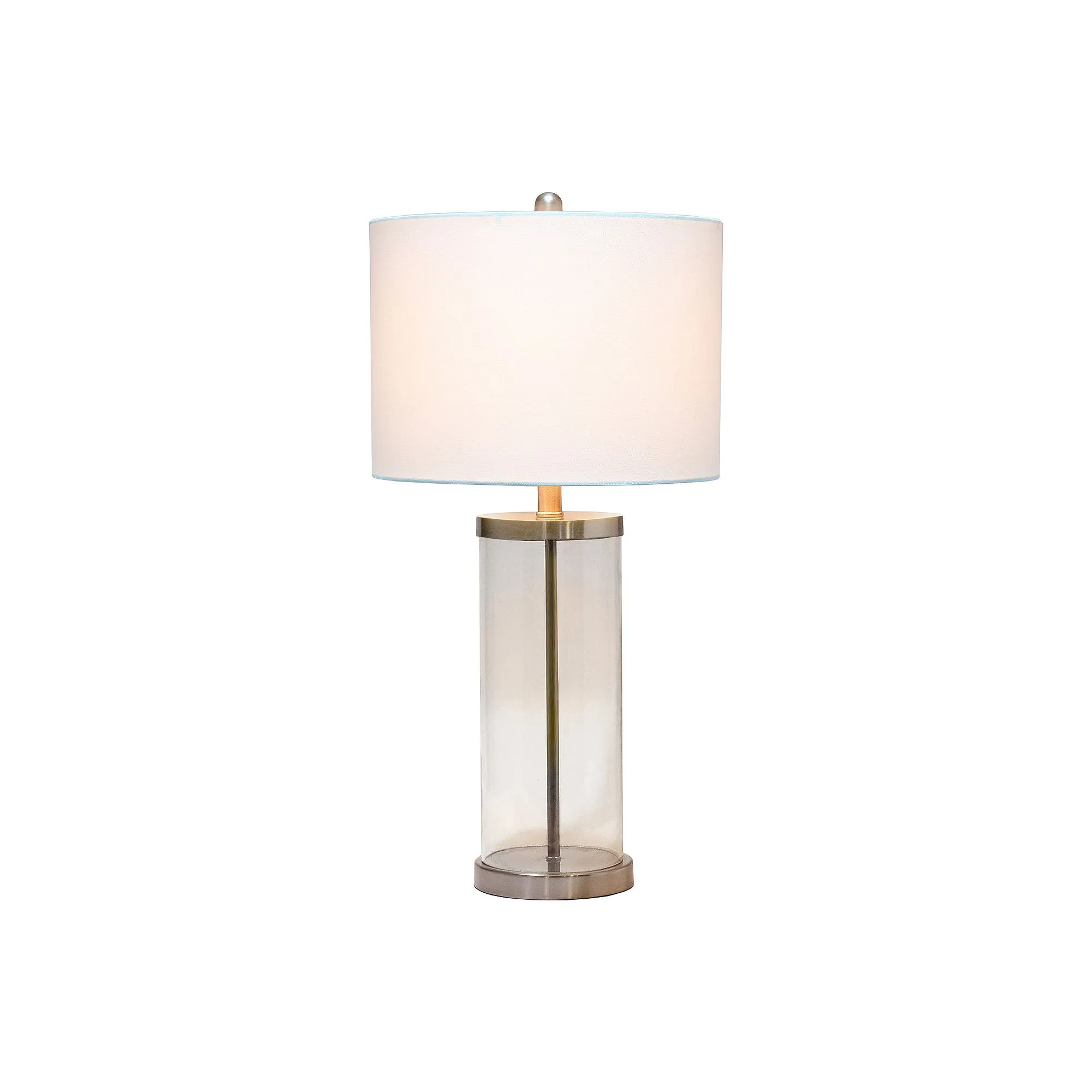 Lalia Home LHT-5009-BN Entrapped Glass Table Lamp with White Fabric Shade Nickel