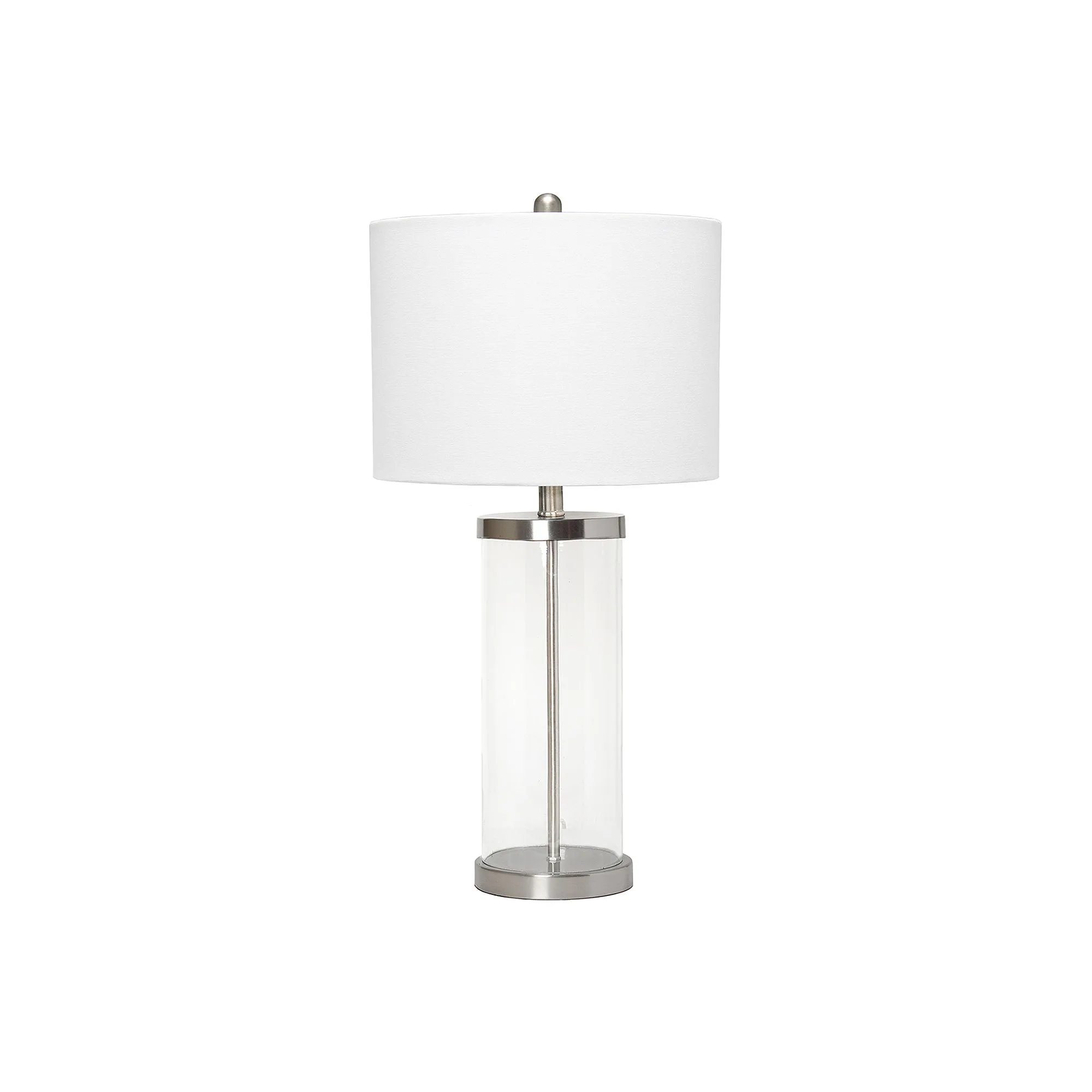 Lalia Home LHT-5009-BN Entrapped Glass Table Lamp with White Fabric Shade Nickel