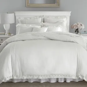Laura Ashley Annabella Midweight Reversible Comforter Set White - Full-Queen