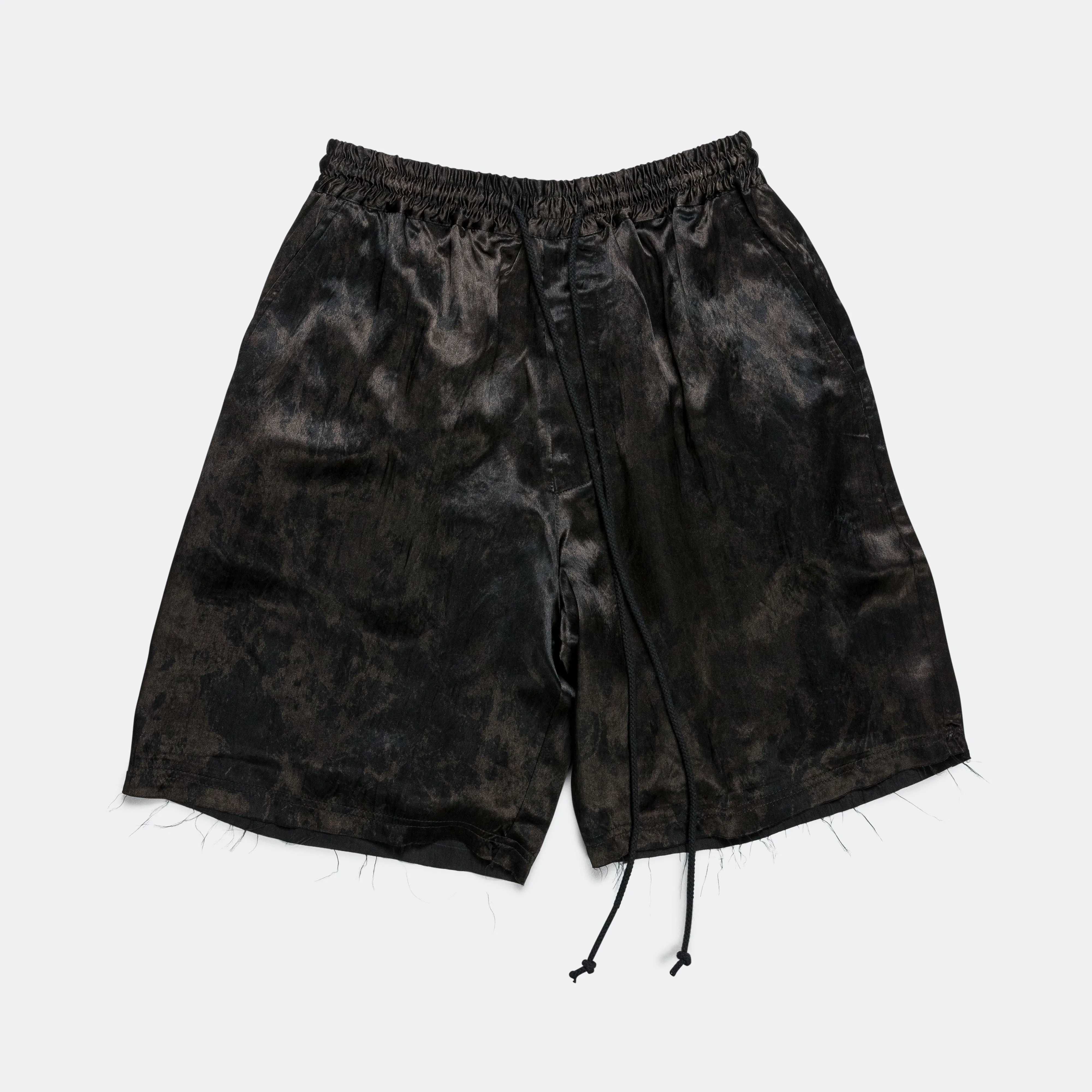 Lined Elasticed Shorts - Black Vintage Splatter