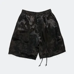 Lined Elasticed Shorts - Black Vintage Splatter