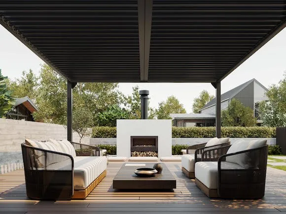 Louvre Roof System Wall Mount 4m x 3m Charcoal