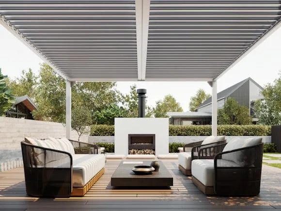 Louvre Roof System Wall Mount 4m x 4m White