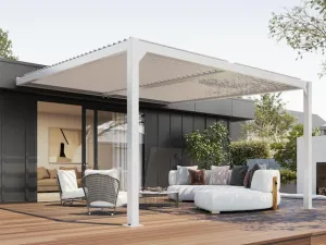 Louvre Roof System Wall Mount 4m x 4m White