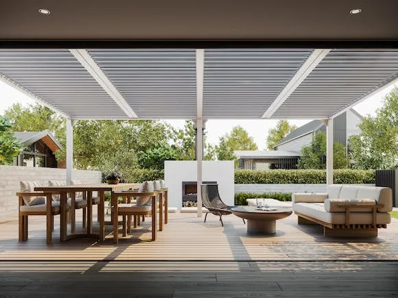 Louvre Roof System Wall Mount 6m x 4m White