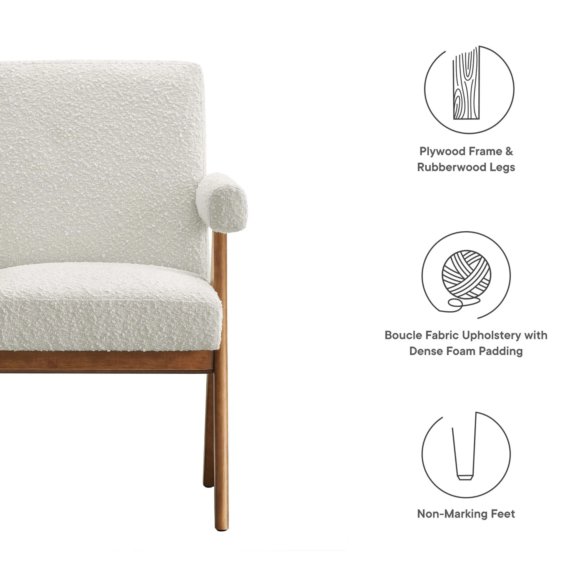 Lyra Boucle Fabric Dining Room Chair - Set of 2 by Modway
