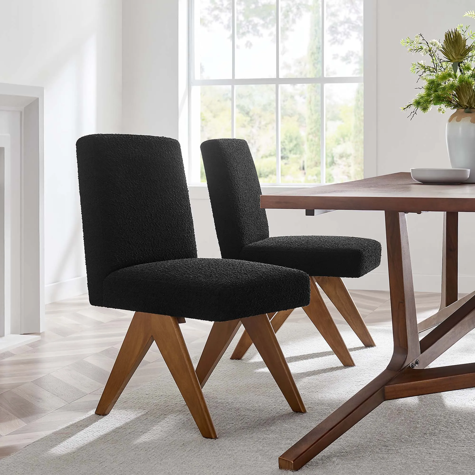 Lyra Boucle Fabric Dining Room Side Chair - Set of 2 by Modway