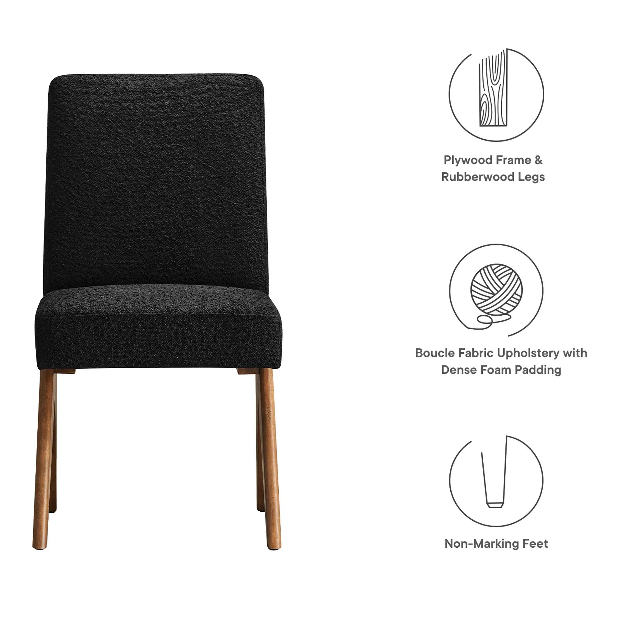 Lyra Boucle Fabric Dining Room Side Chair - Set of 2 by Modway