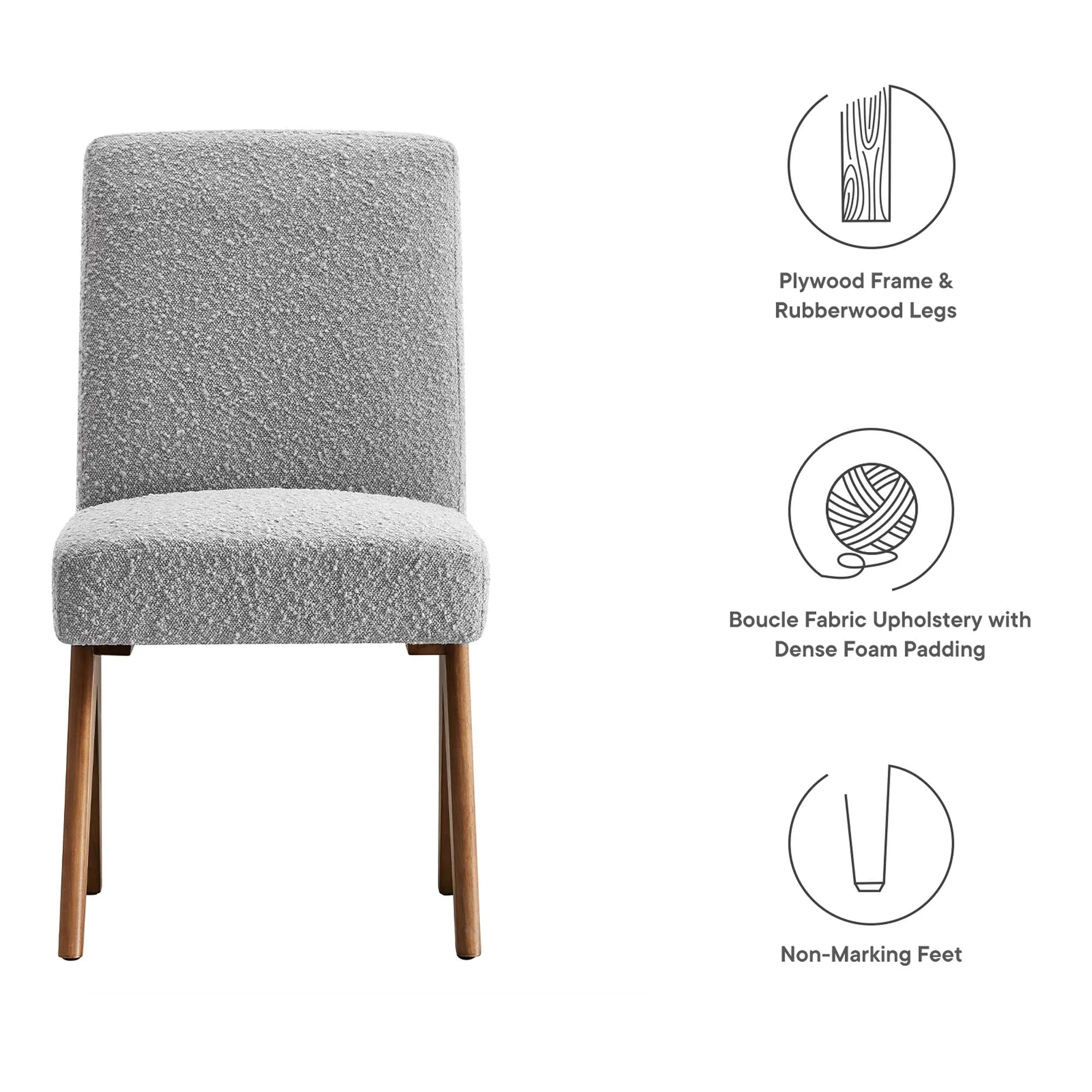 Lyra Boucle Fabric Dining Room Side Chair - Set of 2 by Modway