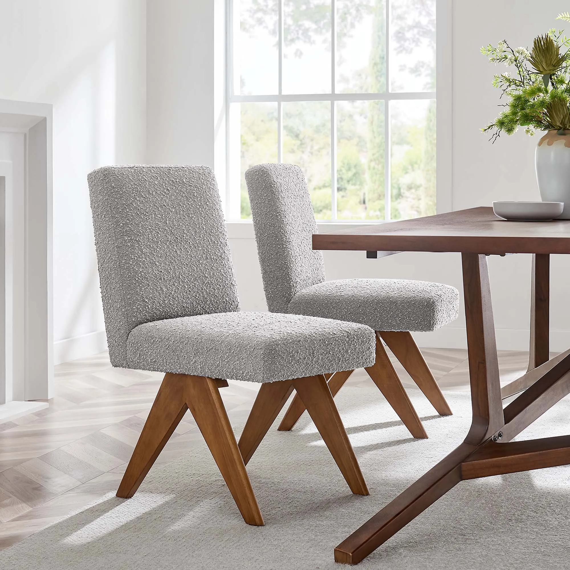 Lyra Boucle Fabric Dining Room Side Chair - Set of 2 by Modway