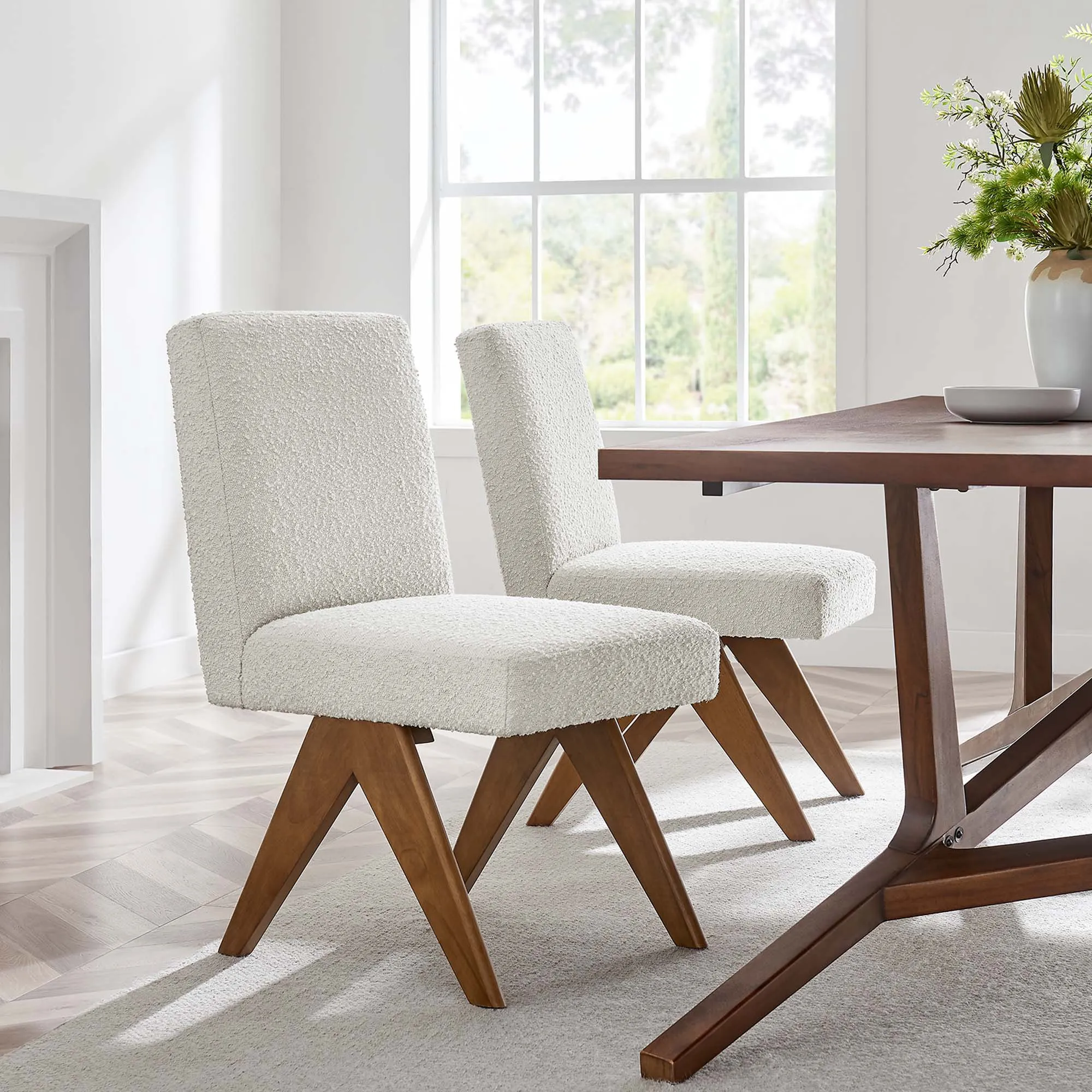 Lyra Boucle Fabric Dining Room Side Chair - Set of 2 by Modway