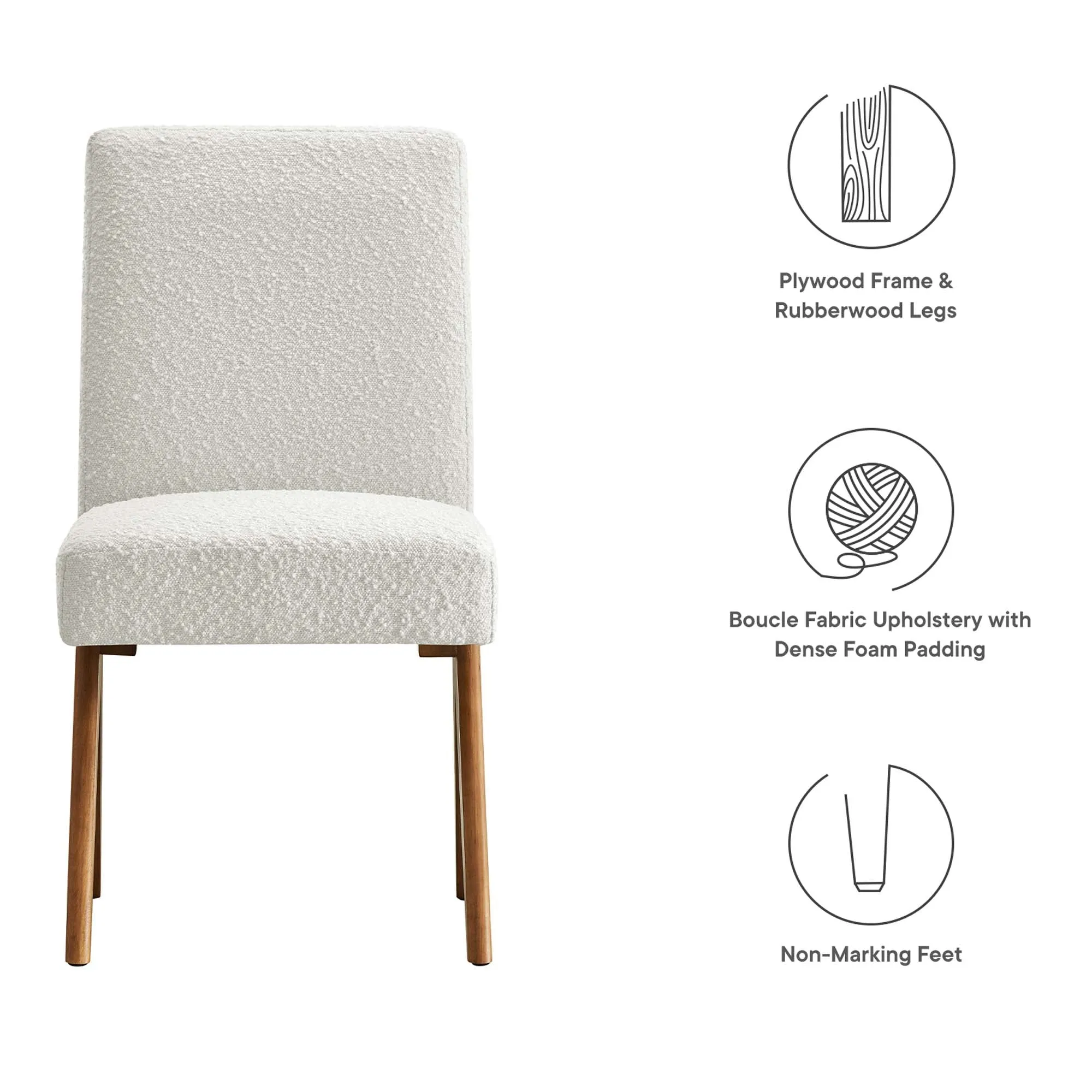 Lyra Boucle Fabric Dining Room Side Chair - Set of 2 by Modway