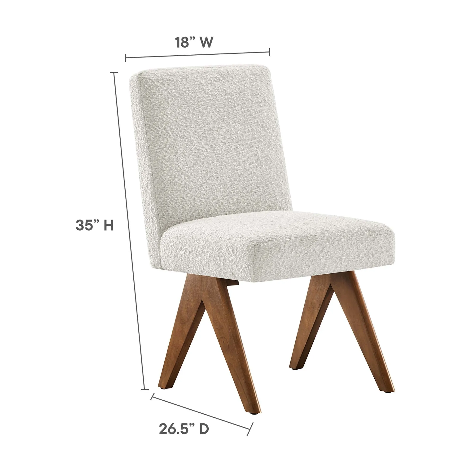 Lyra Boucle Fabric Dining Room Side Chair - Set of 2 by Modway