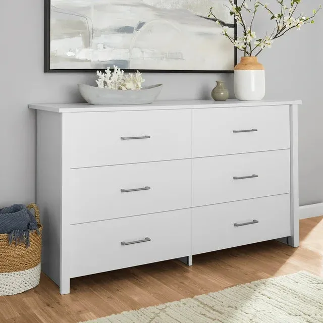 Mainstays 437098 Hillside 6-Drawer Dresser, Soft White