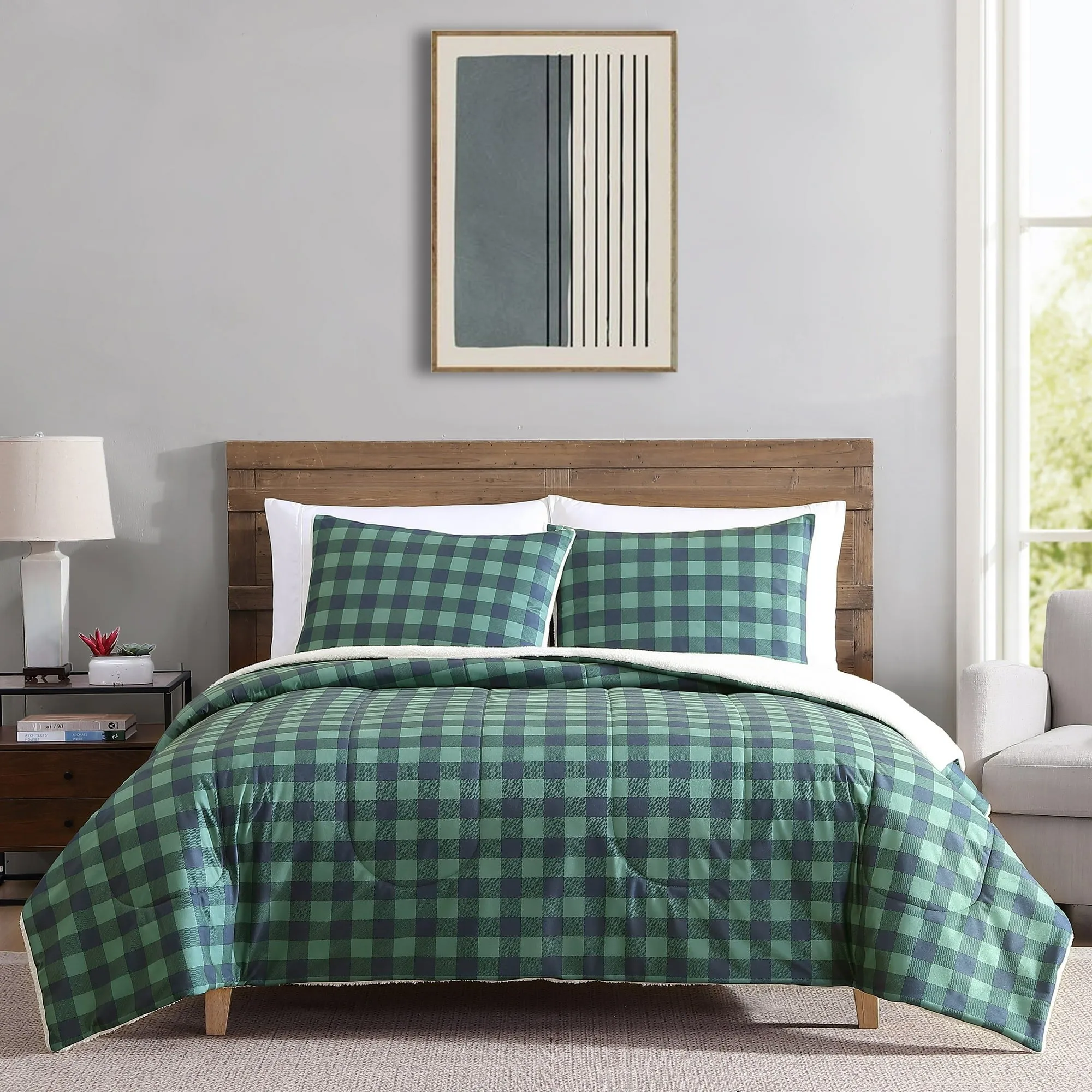 Mainstays MS042803784603 3-Piece Adult Comforter Set, Buffalo Check, Full,Queen
