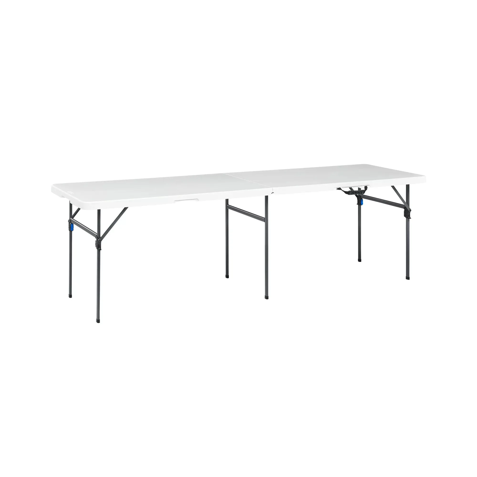 Mainstays MSF336250086002 8 Foot Fold-in-Half Plastic Table, Indoor Outdoor, White Granite