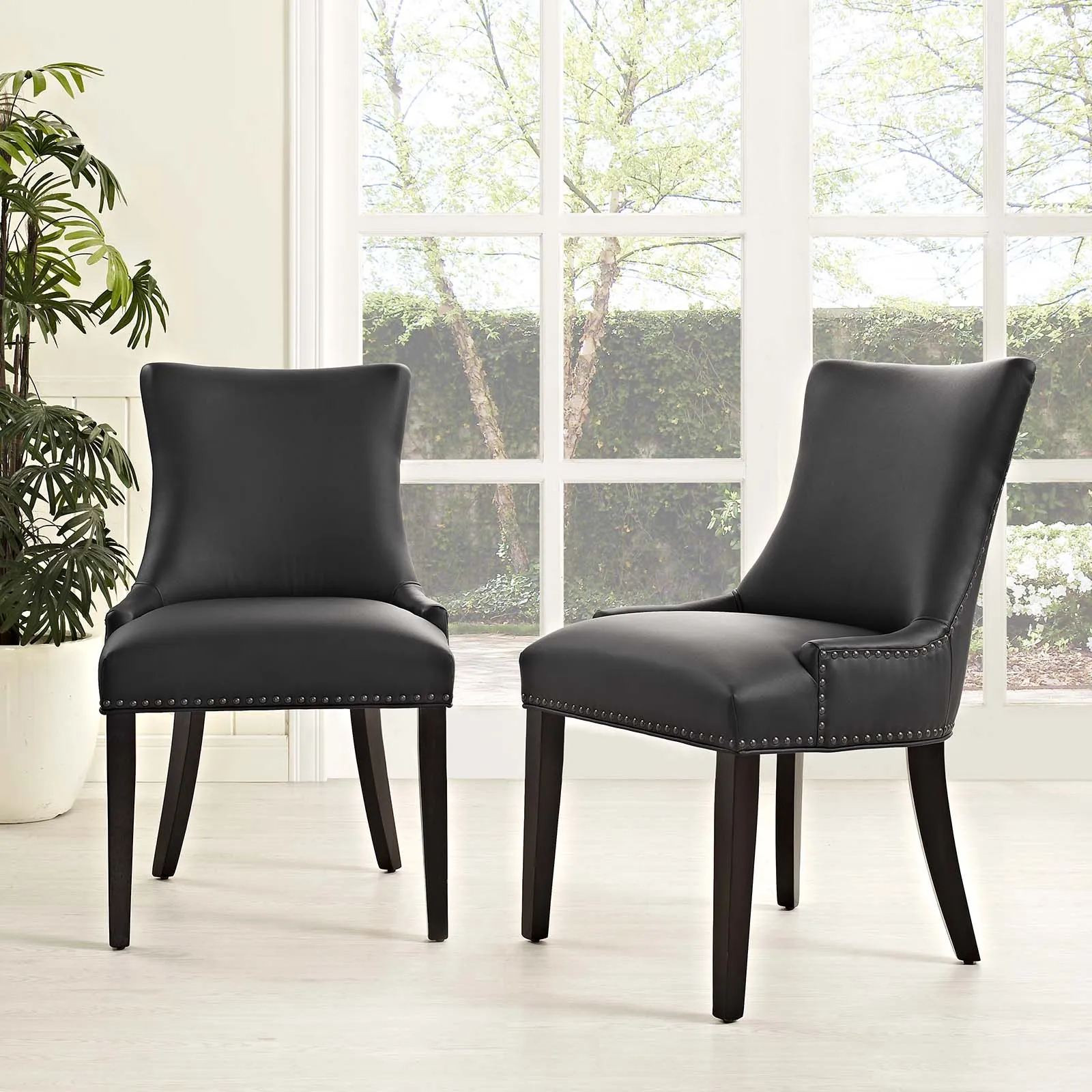 Marquis Dining Chair Faux Leather Set of 2 by Modway