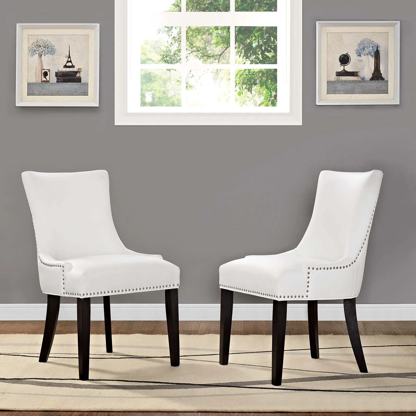 Marquis Dining Chair Faux Leather Set of 2 by Modway