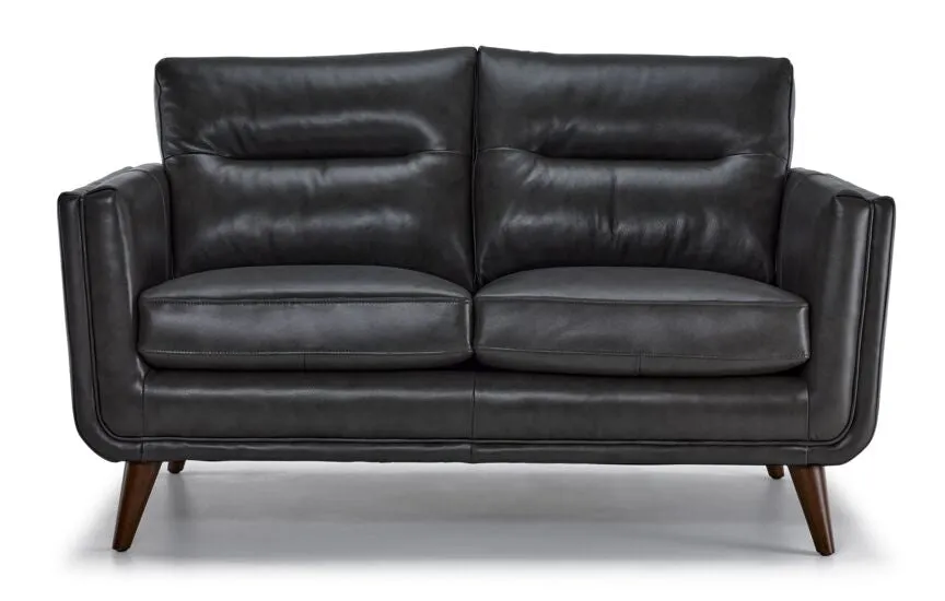 Miguel Leather Loveseat - Charcoal