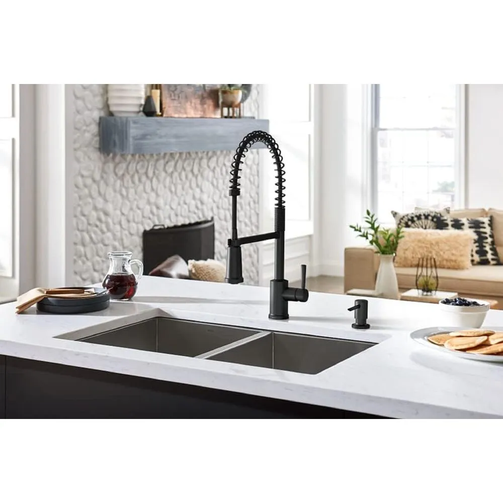 Moen 87194BL Indi Single-Handle Pre-Rinse Spring Pulldown Sprayer Kitchen Faucet with Power Clean in Matte Black
