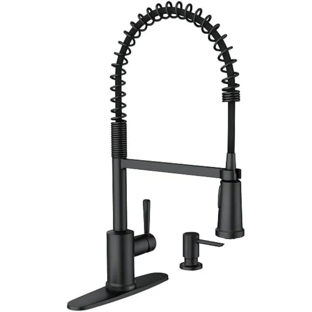 Moen 87194BL Indi Single-Handle Pre-Rinse Spring Pulldown Sprayer Kitchen Faucet with Power Clean in Matte Black