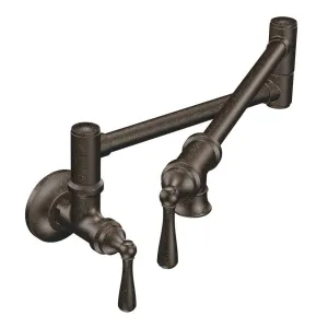 Moen S664ORB Traditional Pot Filler Two-Handle Kitchen Faucet, Oil-Rubbed Bronze