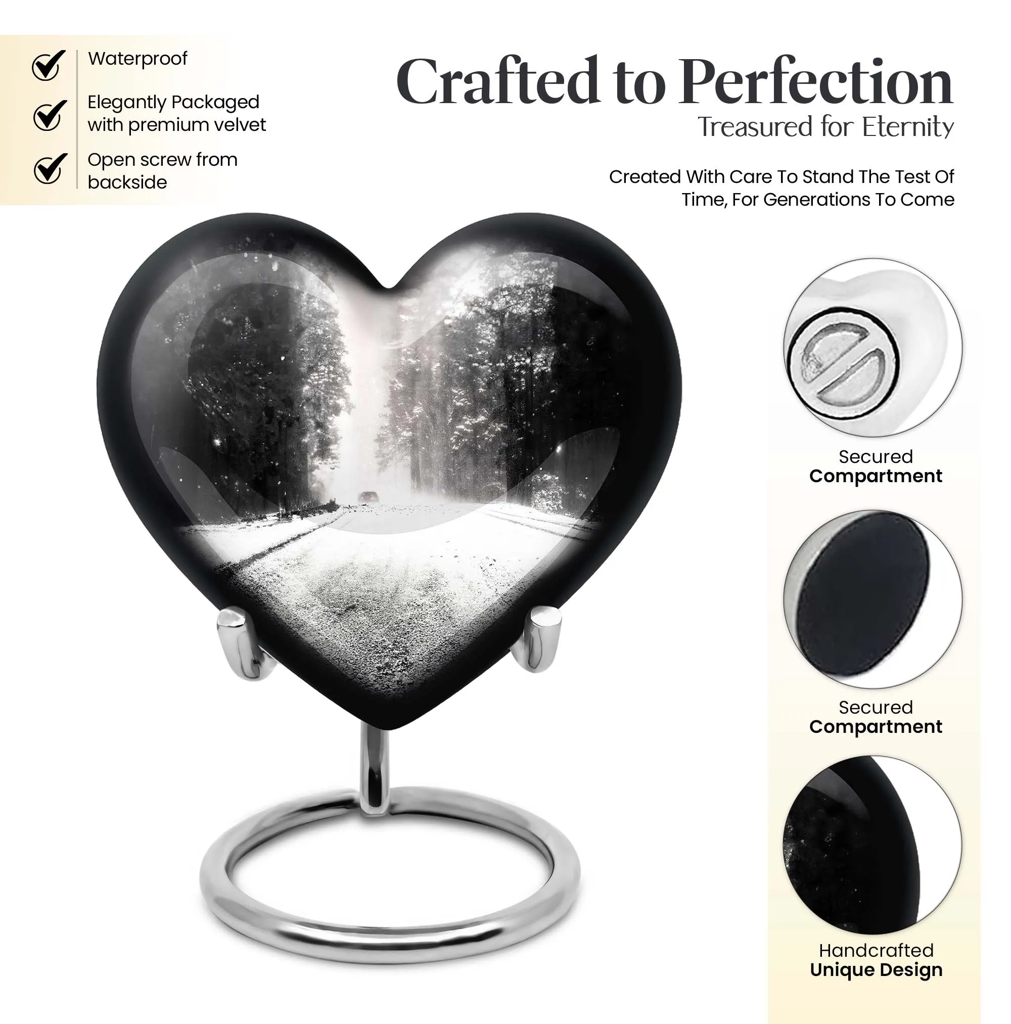 Mountain Winter Heart: A Majestic Cremation Urn for Peaceful Rest