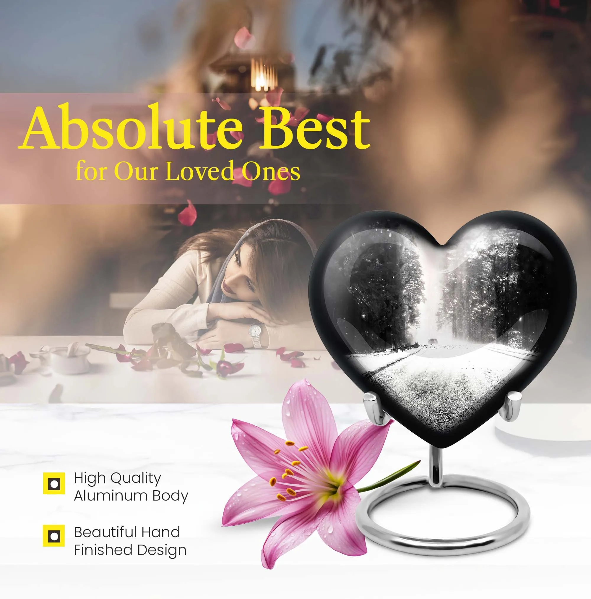 Mountain Winter Heart: A Majestic Cremation Urn for Peaceful Rest