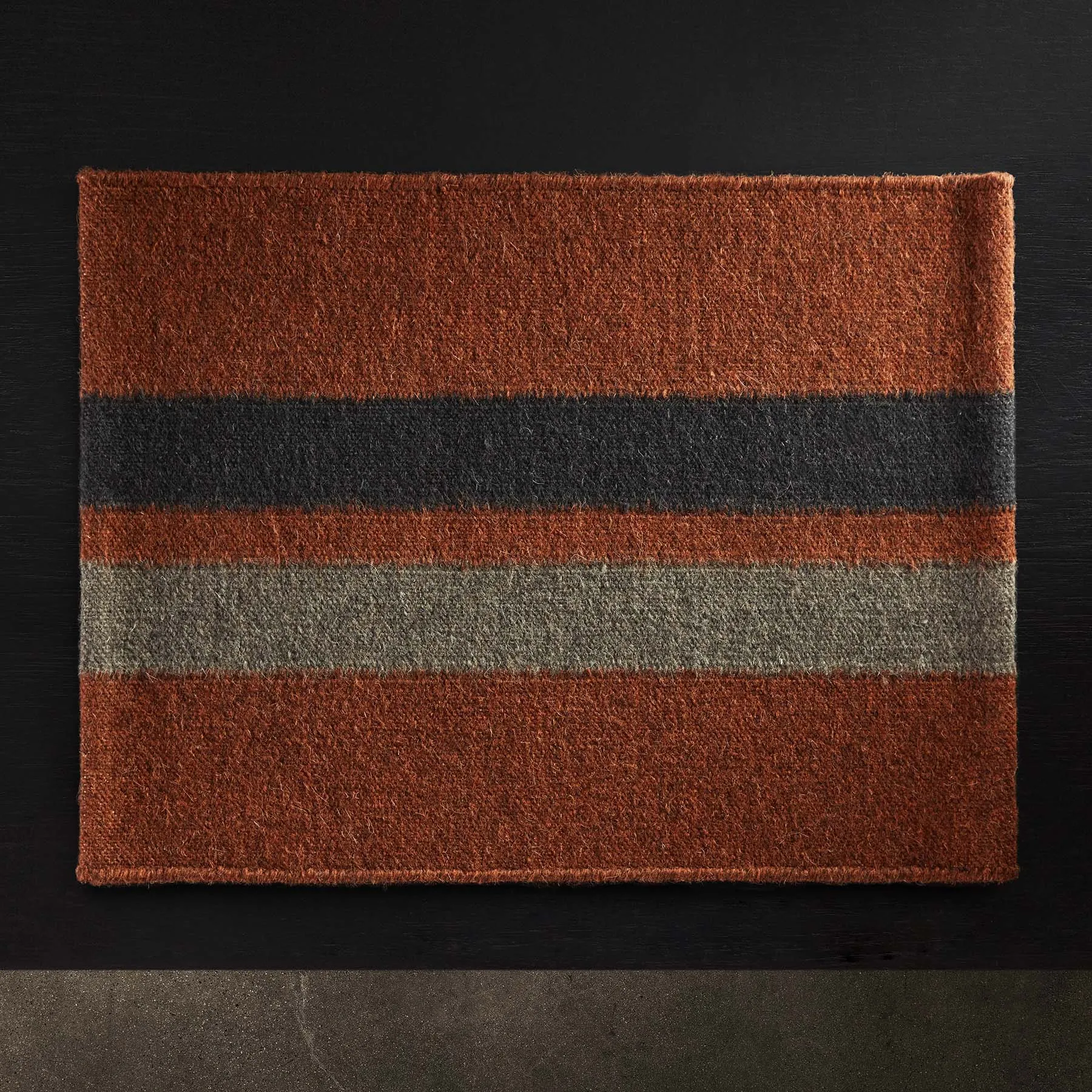 Placemat Wool Double Stripe - Ochre/Black Marle/Flint