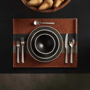 Placemat Wool Double Stripe - Ochre/Black Marle/Flint