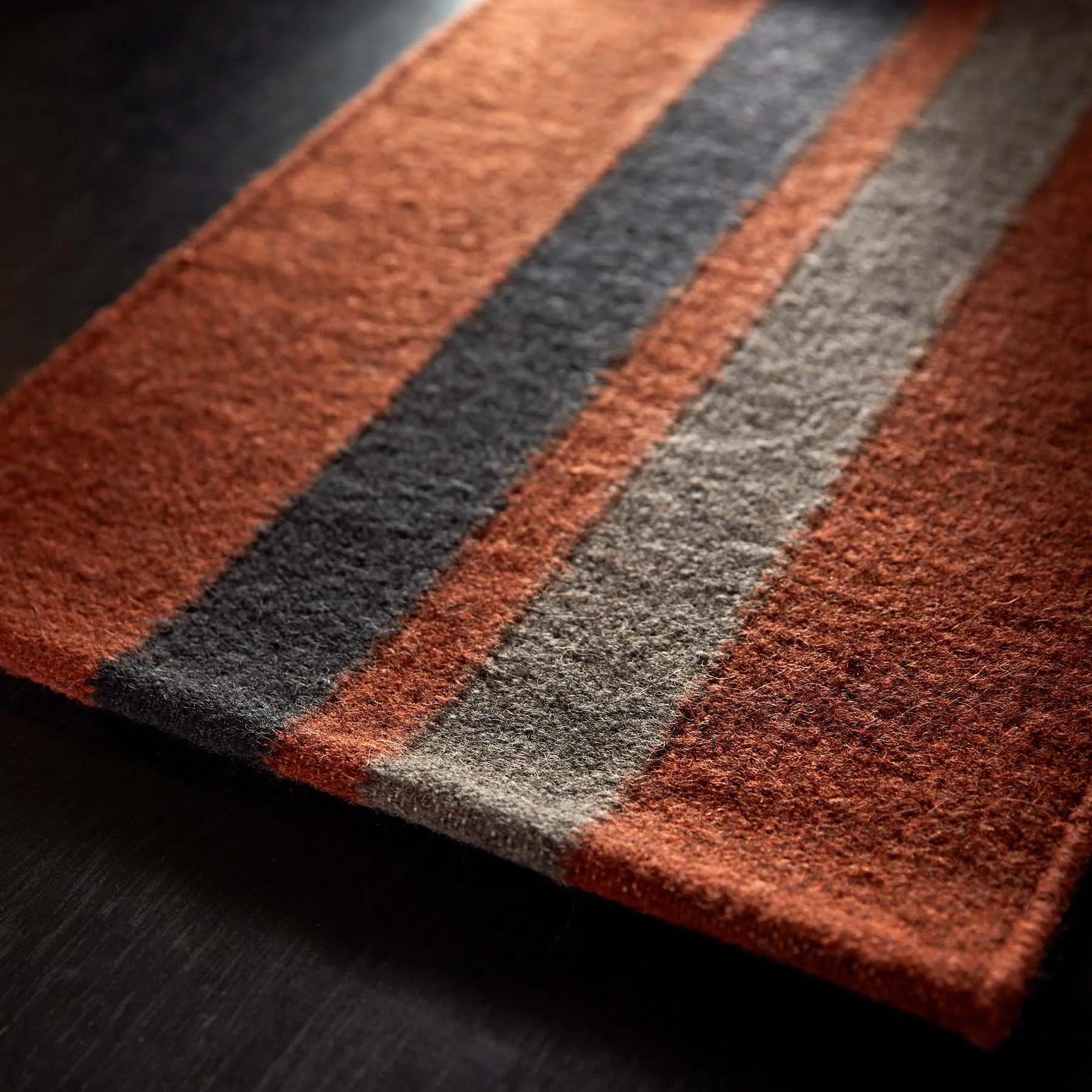 Placemat Wool Double Stripe - Ochre/Black Marle/Flint