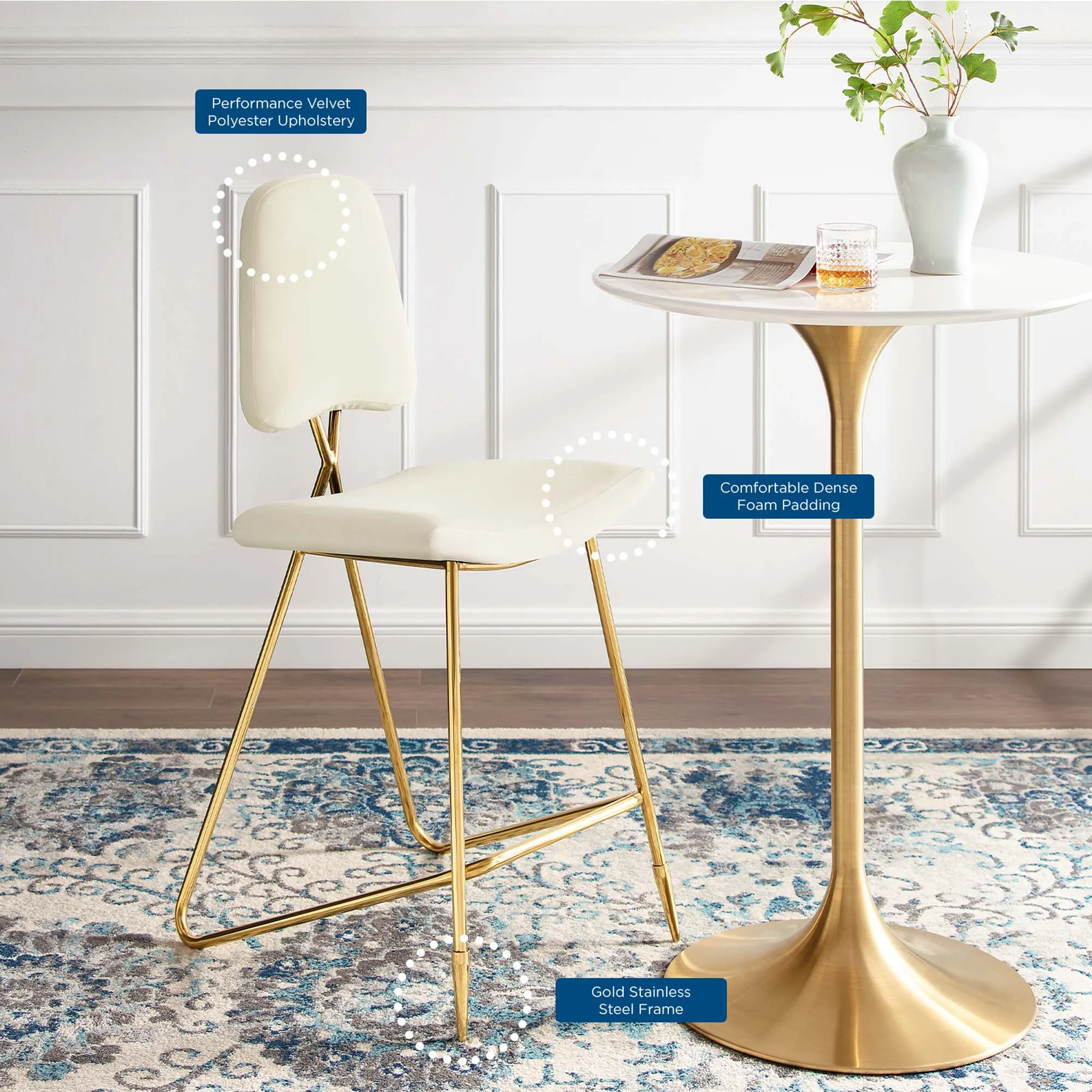 Ponder Bar Stool Performance Velvet Set of 2 by Modway