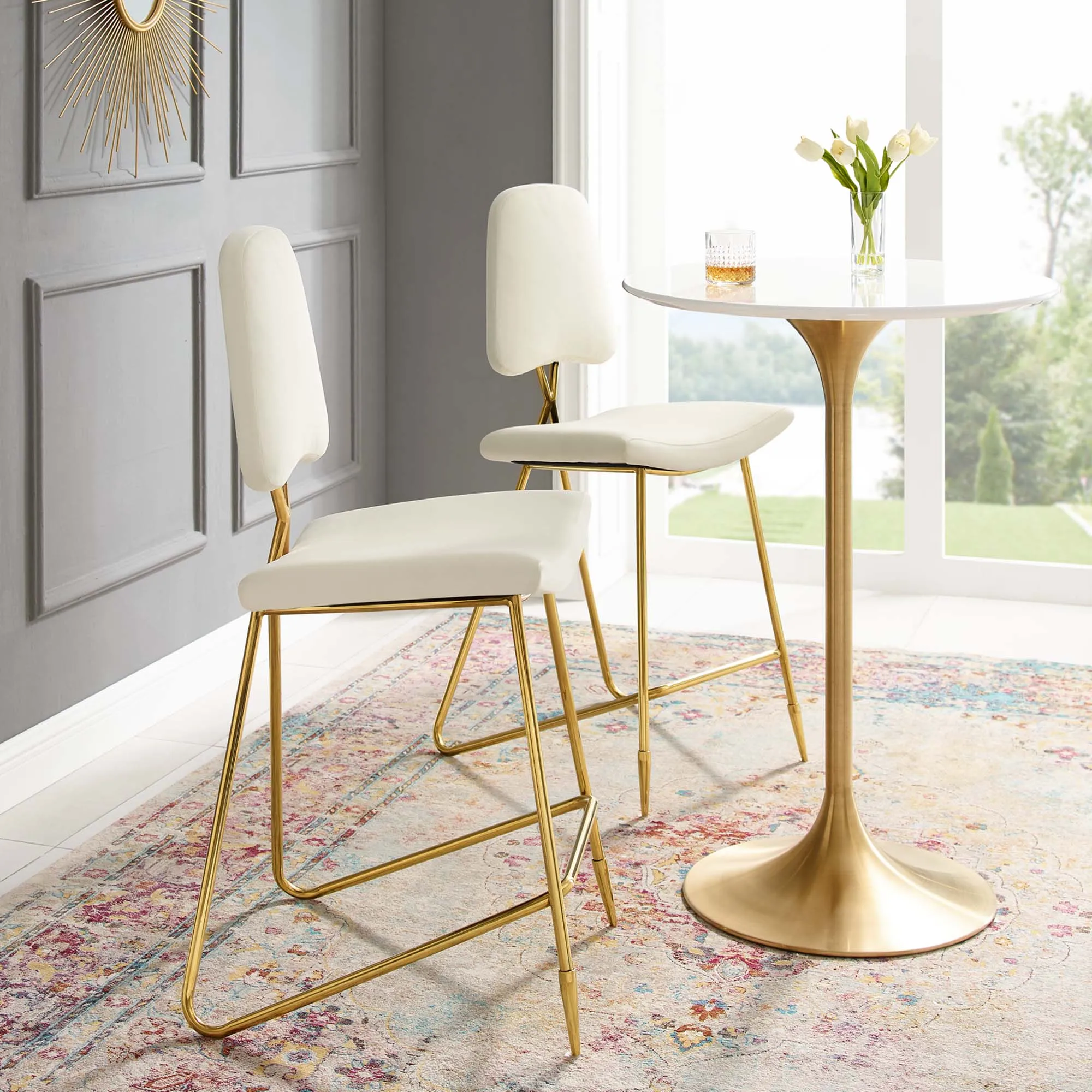 Ponder Bar Stool Performance Velvet Set of 2 by Modway