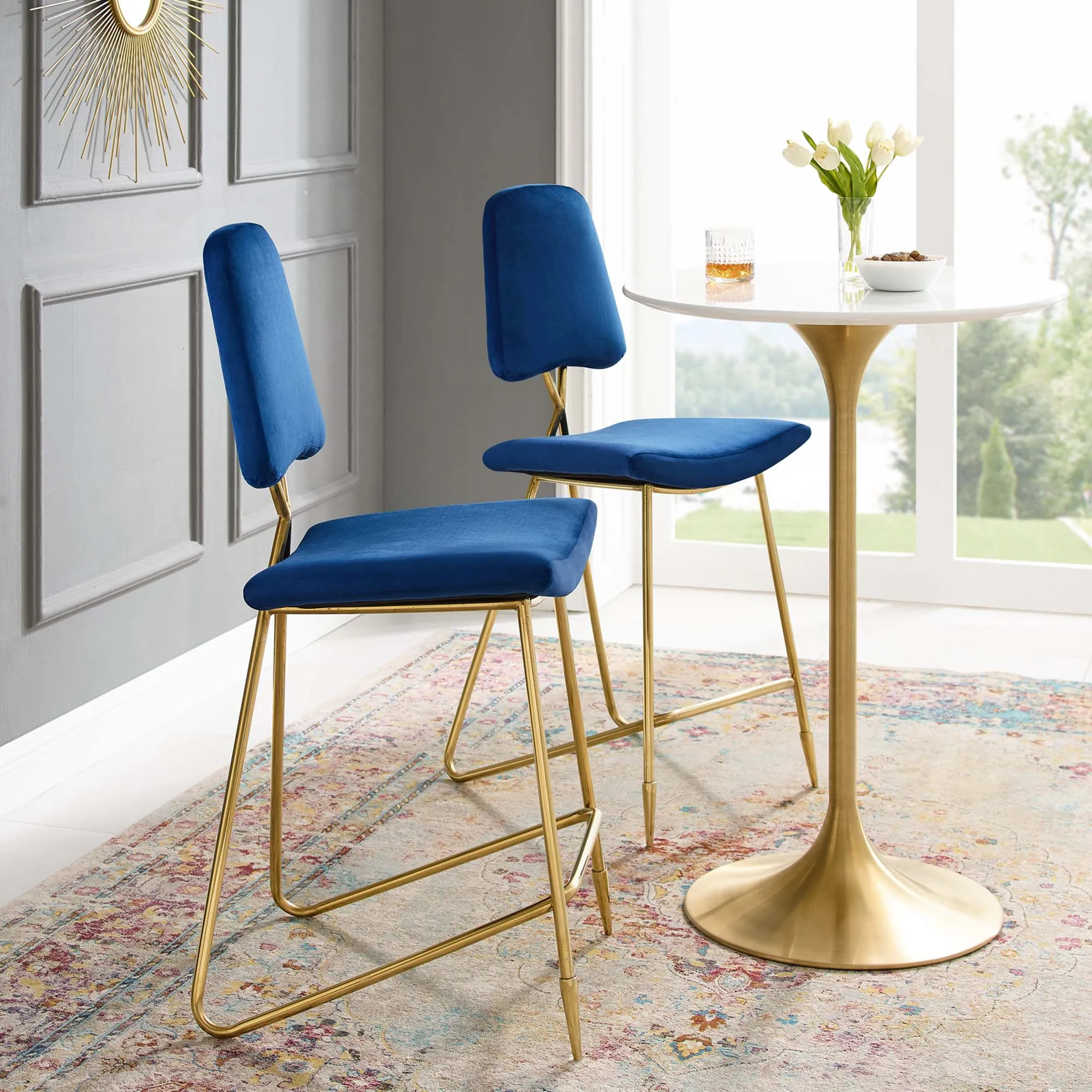 Ponder Bar Stool Performance Velvet Set of 2 by Modway