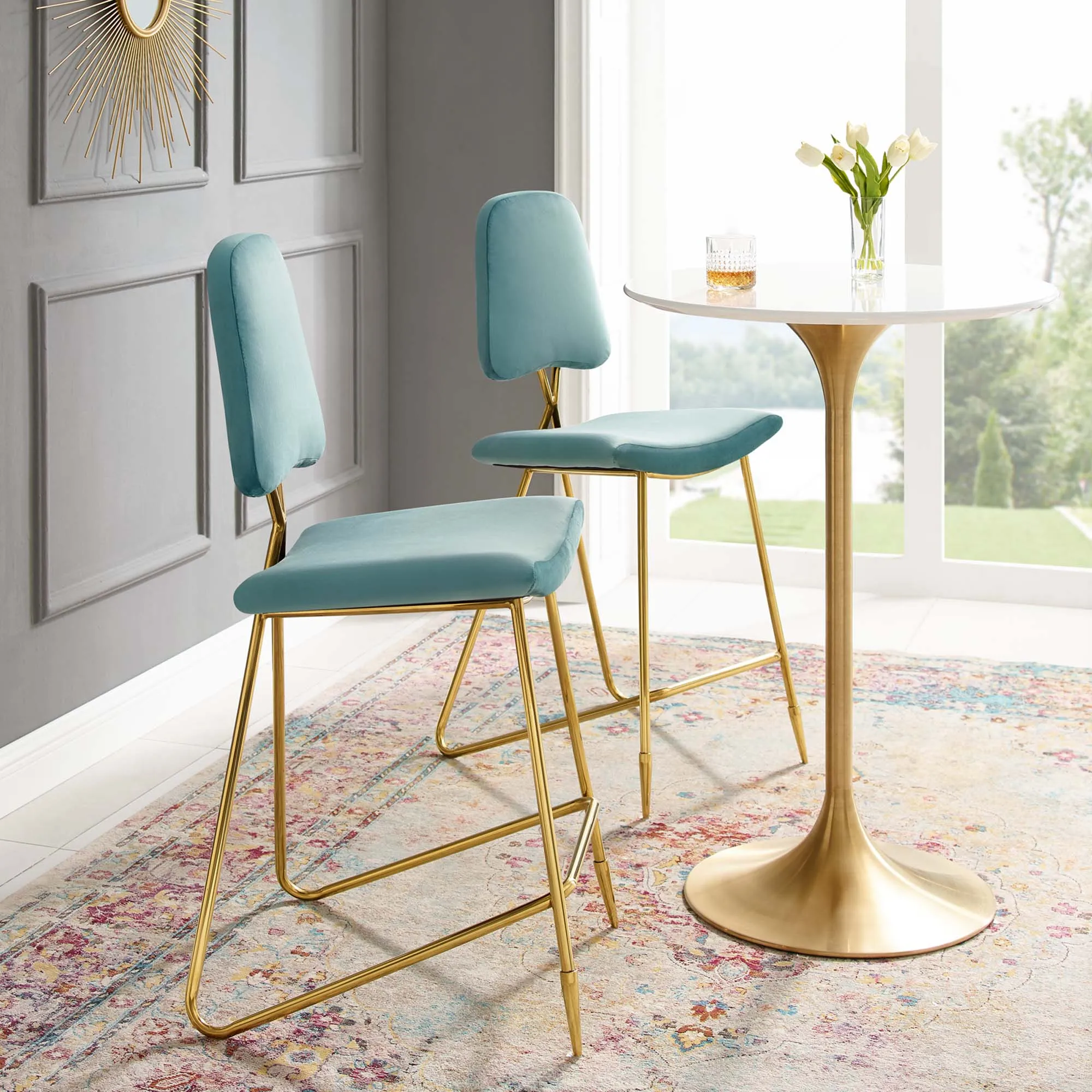 Ponder Bar Stool Performance Velvet Set of 2 by Modway