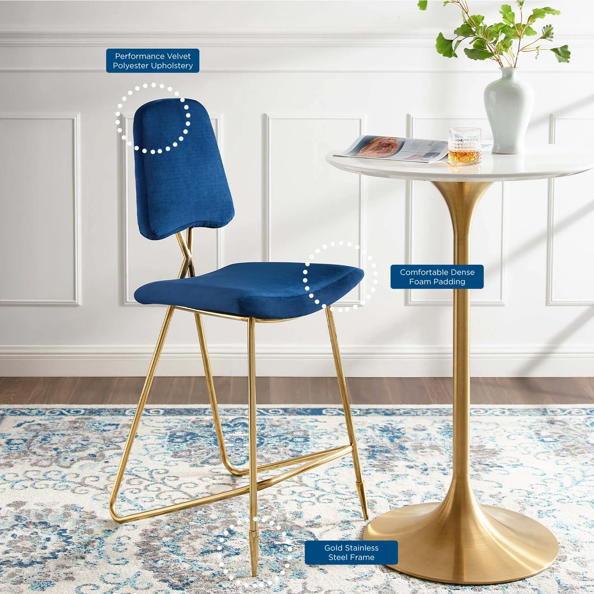 Ponder Bar Stool Performance Velvet Set of 2 by Modway