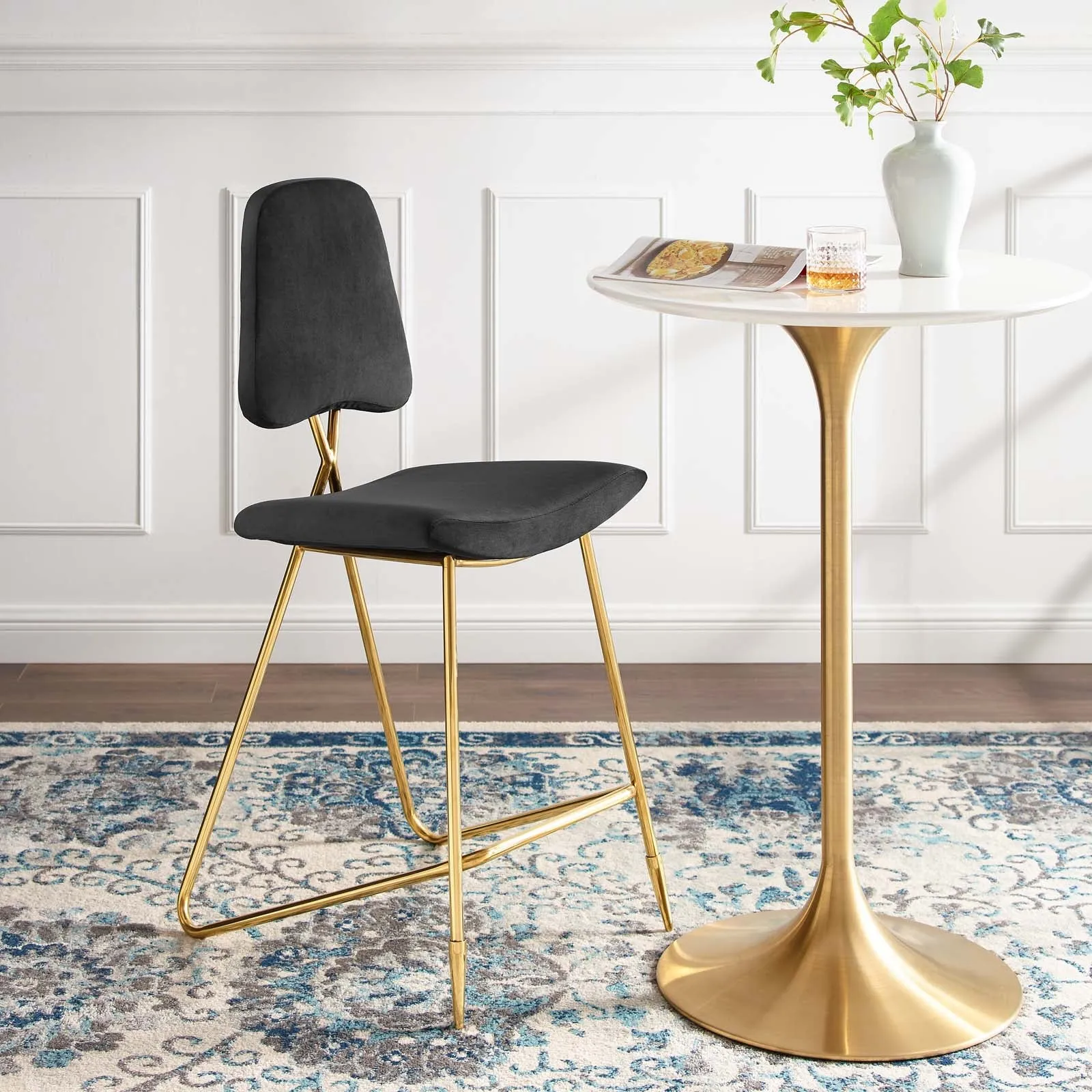Ponder Performance Velvet Bar Stool by Modway