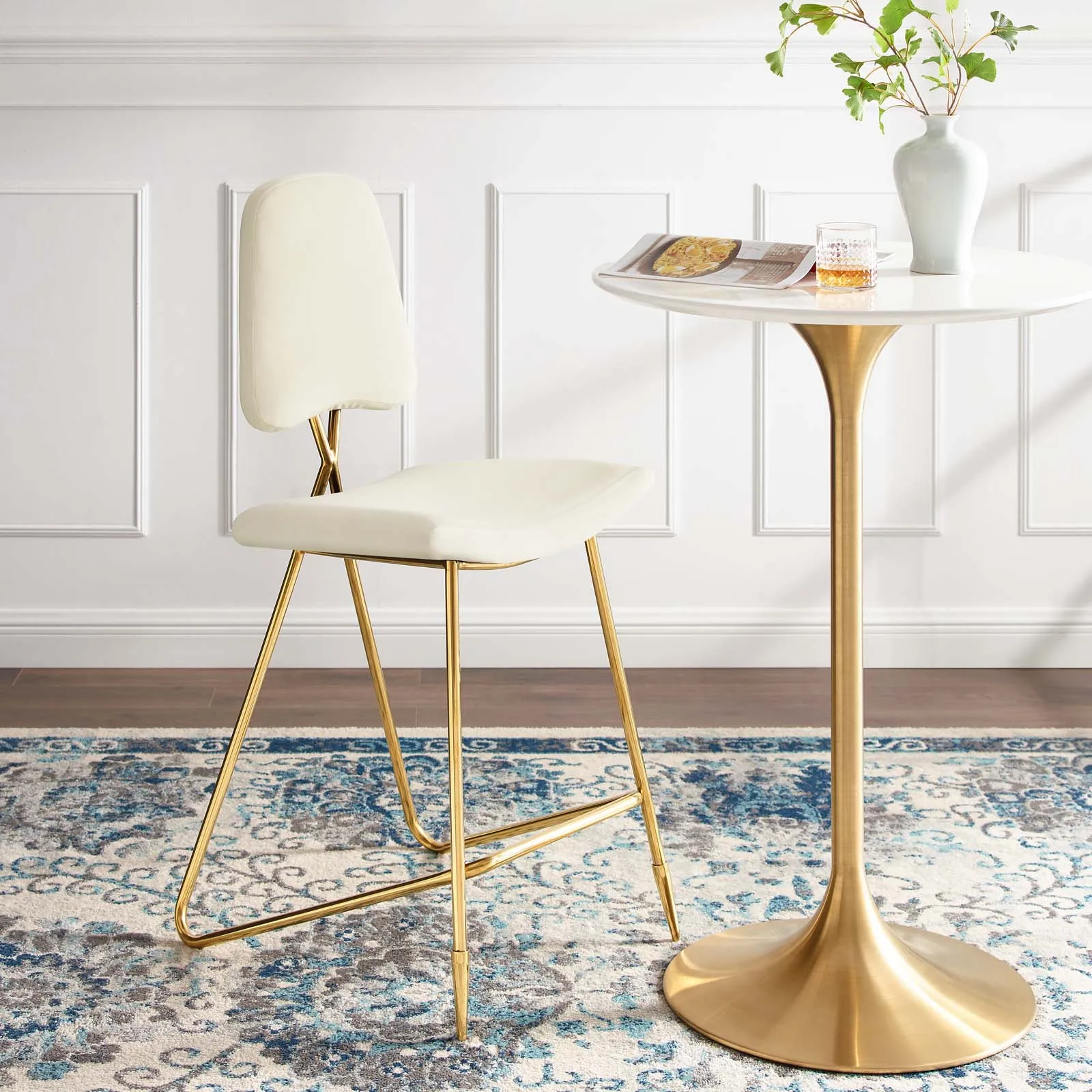 Ponder Performance Velvet Bar Stool by Modway