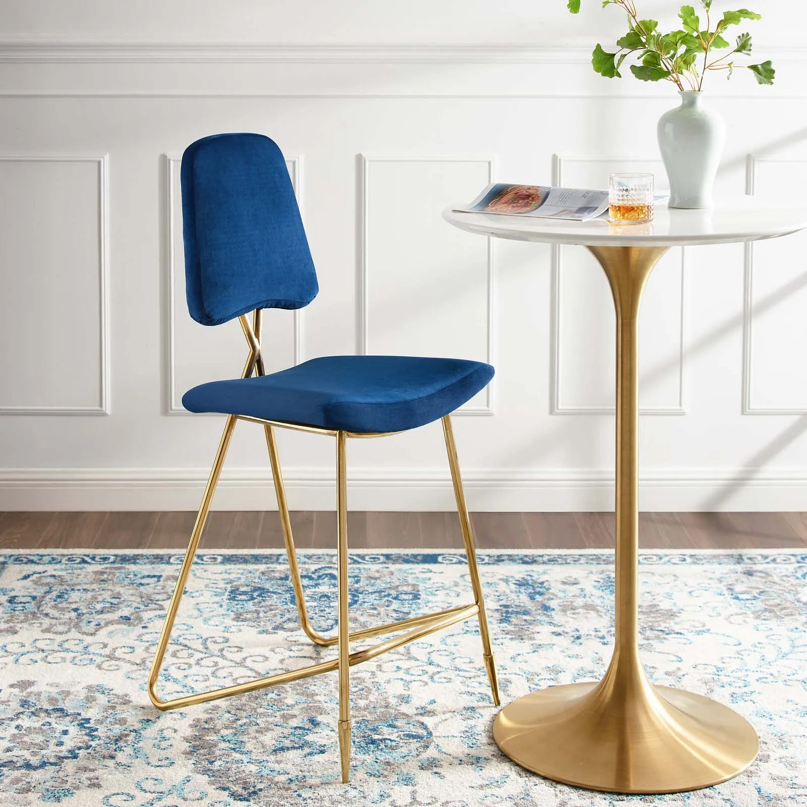 Ponder Performance Velvet Bar Stool by Modway