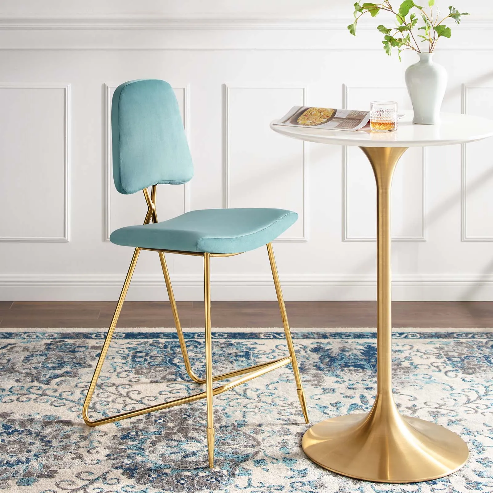 Ponder Performance Velvet Bar Stool by Modway