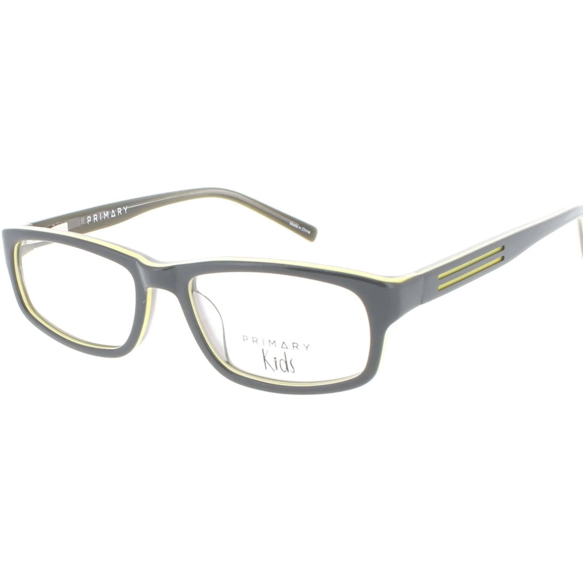 Primary Kid's Eyeglasses - Demo Lens Plastic Rectangular Full Rim Frame | Pk108 Gray