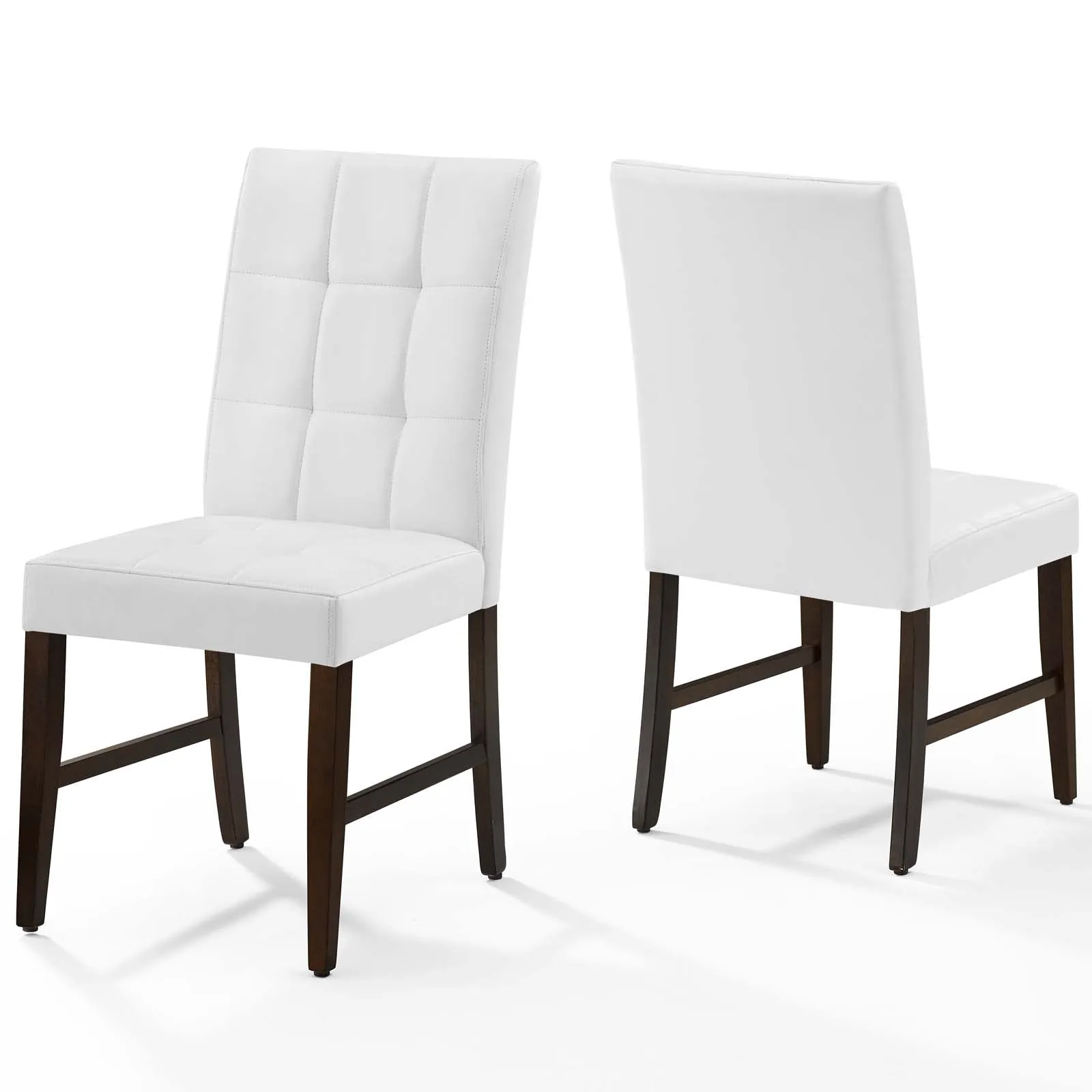 Promulgate Biscuit Tufted Upholstered Faux Leather Dining Side Chair Set of 2 by Modway