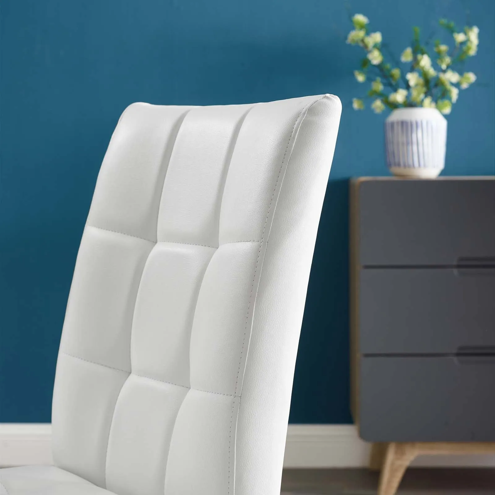Promulgate Biscuit Tufted Upholstered Faux Leather Dining Side Chair Set of 2 by Modway