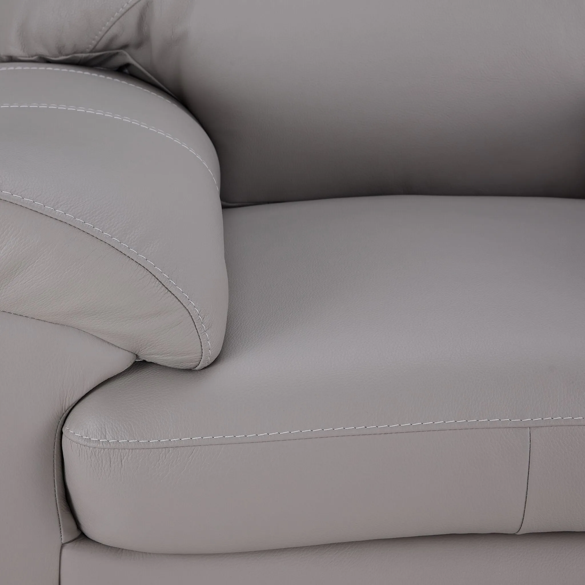 Raphael Leather Chair - Cloud Grey