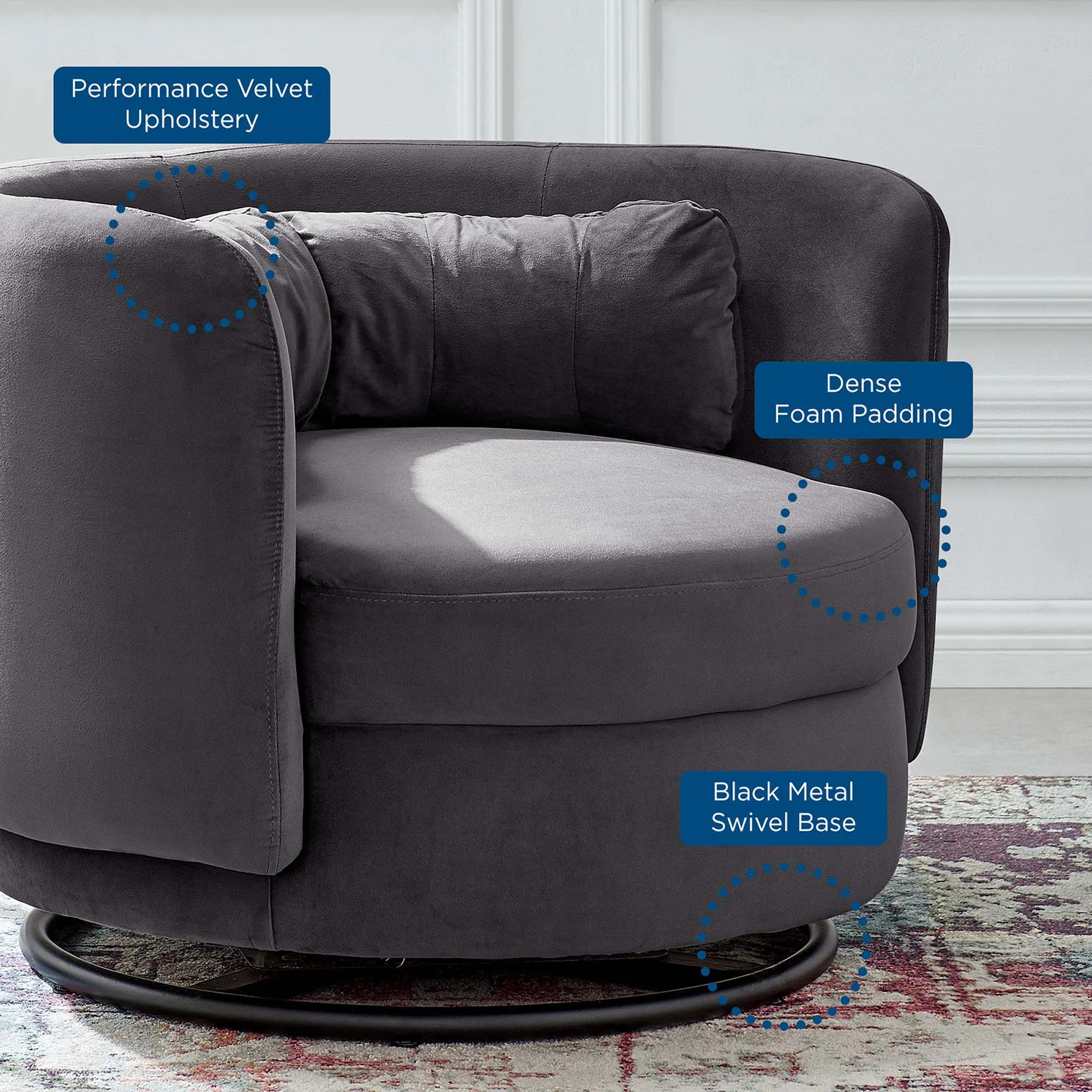 Relish Performance Velvet Performance Velvet Swivel Chair by Modway