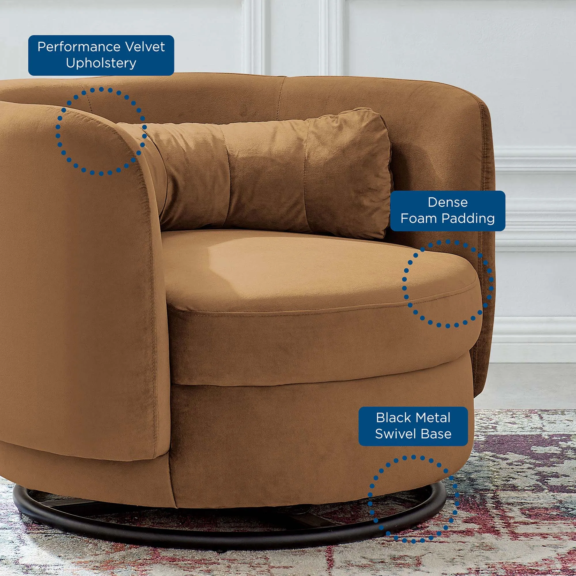 Relish Performance Velvet Performance Velvet Swivel Chair by Modway