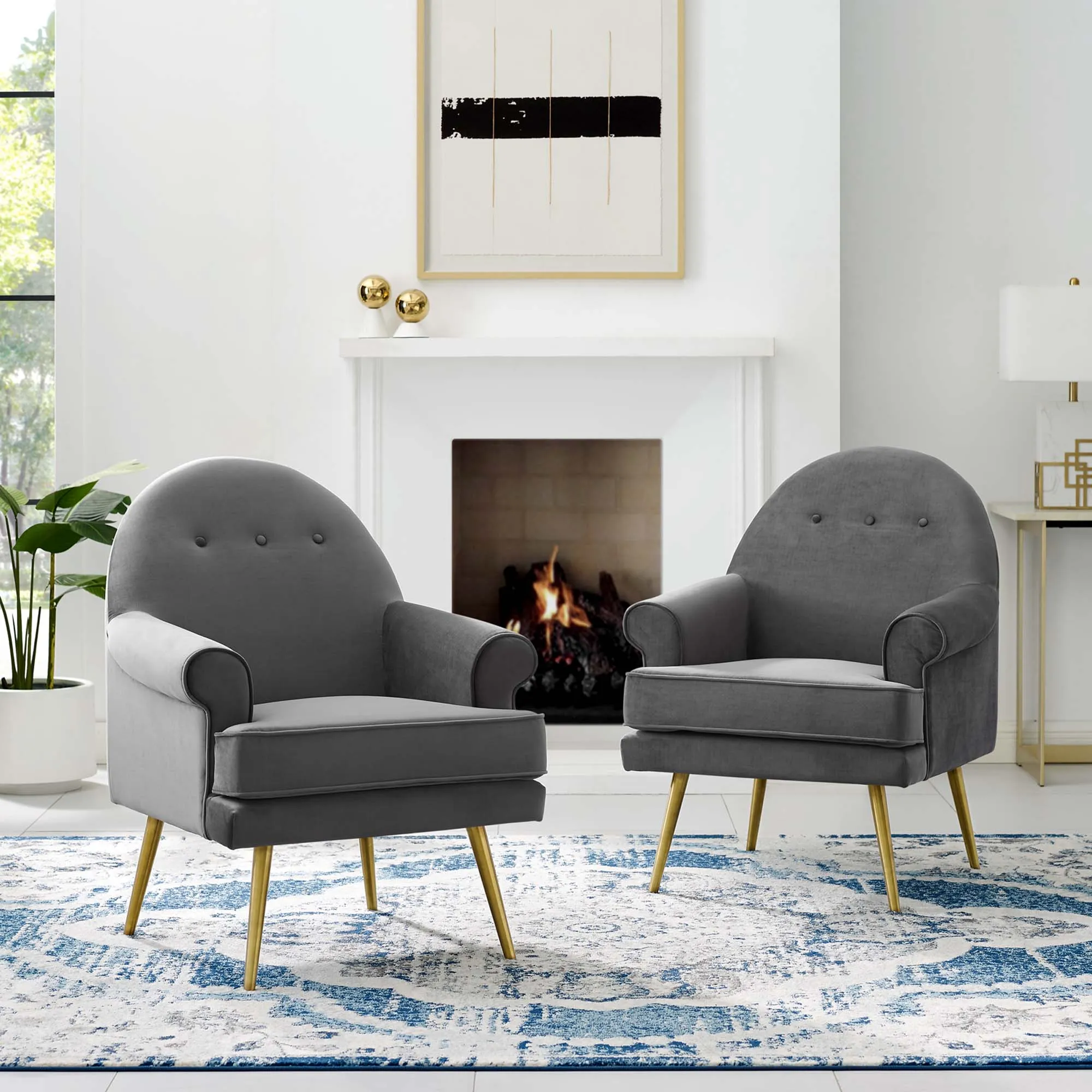 Revive Armchair Performance Velvet Set of 2 by Modway