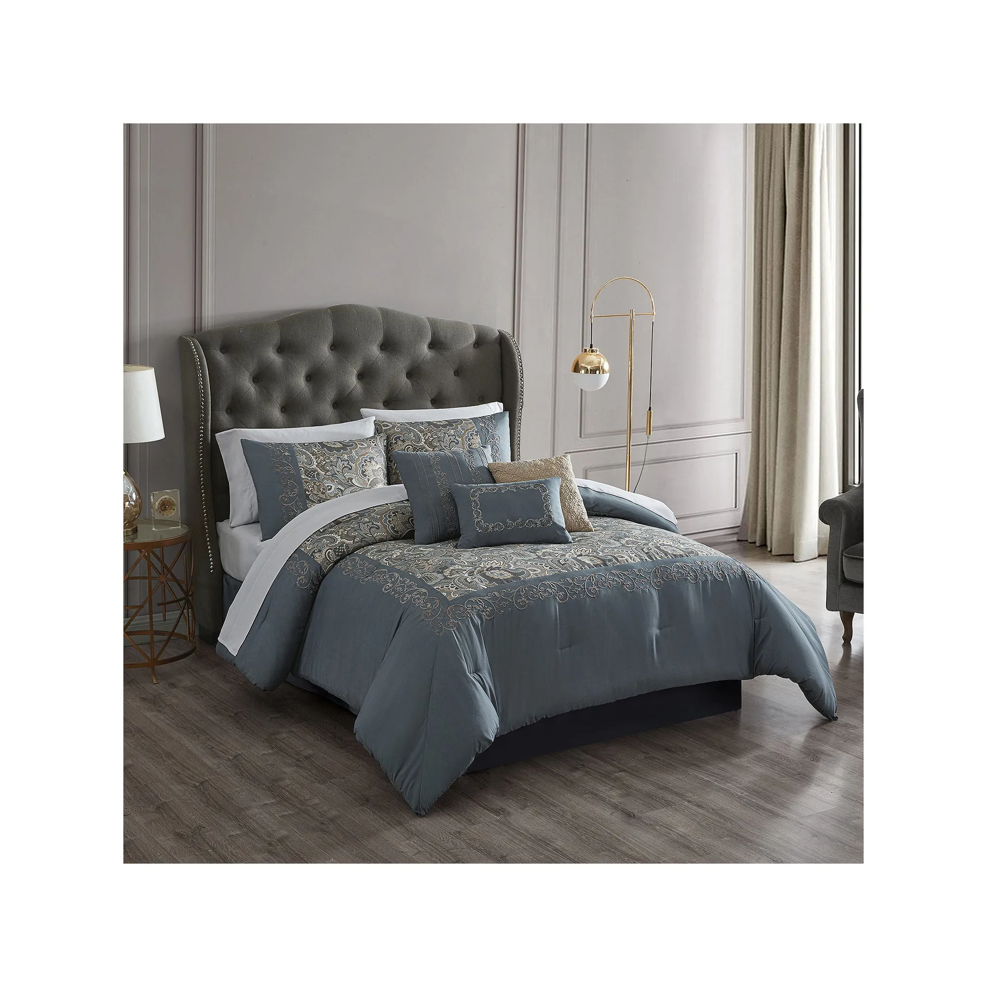 Riverbrook Home Caliana 7-pc. Embroidered Comforter Set Blue - Full