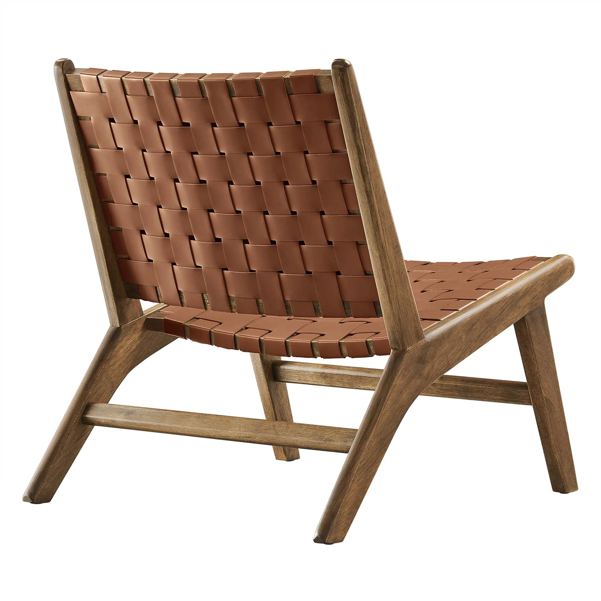 Saoirse Faux Leather Wood Accent Lounge Chair by Modway